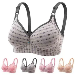 Reggiseni push-up sexy in morbido cotone Love Heart Stampato con spalline larghe Bralette senza fili Reggiseno push-up grande da donna Comfort Brasserie L220727