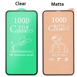 Protecteur d'écran en céramique souple, film mat transparent antidéflagrant pour iPhone 15 14 13 12 Mini Pro Max 11 X XS XR Plus, couverture de colle complète en verre ultra non trempé