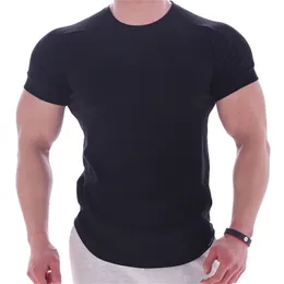 Black Gym Tirt Men Fitness Sport Cotton T-Shirt Male Bodybuilding Conveling Skinny Tee Shirt Summer Tops Solid Tops Clothing 220513