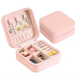 Portable Small Jewelry Box Women Travel Jewellery Organizer PU Leather Mini Case Rings Earrings Necklace Holder Display Storage Cases Package