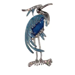 Darmowa Wysyłka Kobiet Kryształ Niebieski Emalia Wyczyść Silver-Tone Lovely Woodpecker Pin Pin Brooch Animal Brooch Pin