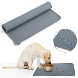 Waterproof Pet Mat Silicone Dog Cat Food Pad Bowl Drinking Puppy Feeding Placemat Solid Small Medium Large Dogs Y200917
