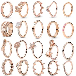 Novos populares anéis de coroa de proa de festa de prata esterlina de alta qualidade para mulheres, casal, casal original Pandora Jewelry Gifts