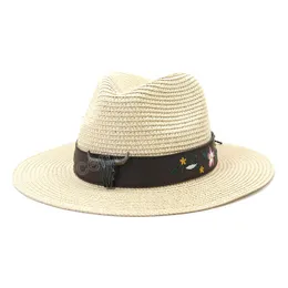 Cappelli di paglia estivi per donna Protezione solare da esterno Cappelli da spiaggia Panama Cap Gorras Para Mujer