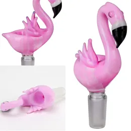 Vintage 14mm 18mm hane Flamingo Swan Glass Bowl for Hosah Glass Bong Water Rökning Rör kan sätta kundlogotyp av DHL UPS