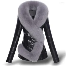 Женская девчонка Parkas Fashion 2022 Зимняя кожаная куртка с мехом