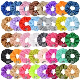 66 Colors Scrunchies Women Satin Hair Band Circle Girls Ponytail Holder Tie Hair Ring Stretchy Elastic Rope Accessories Xmas Gifts B0630