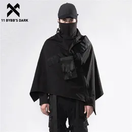 11 BYBB'S DARK Hip Hop Techwear Jacket Streetwear Zipper Bat Jacket Outdoor Windproof Shawl Loose Cardigan Windbreaker Cloak 220813