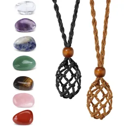 Pendant Necklaces Crystal Necklace Holder With Chakra Stone Cord For Handmade amAWV