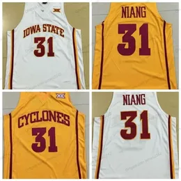 Nikivip Custom Georges Niang Iowa State College Basketball Jersey Mens All Stitched White Yellow Any Size 2XS-5XL名と数字最高品質