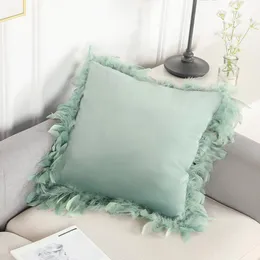 Almofada/travesseiro decorativo Solid Solid Soft Velvet Feather Sofá Cushion Proachcase para o carro da sala de estar House de Coussin Nórdico Dec Dec