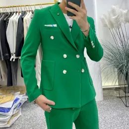 Ternos masculinos Blazers coreanos blazer de alta qualidade vestido de noiva traje 2 peças fantasia homme mariage verde slim trajes de boda para hombremen '