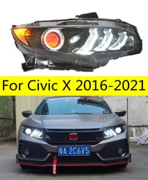 Montaż reflektorów samochodowych dla Civic x 20 16-2021 10. LED głowicy światła Upgrade Mustang Dynamiczny sygnał skrętu przednia lampa przednia