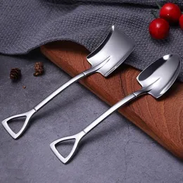 27g Stainless Steel Spade Coffee Spoon Retro Shovel Fruit Dessert Spoons Ice Cream Scoop Creative Tea-Spoon Tableware Bar Tool Cutlery ZL073