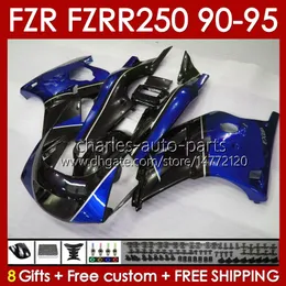 Kit carene per YAMAHA FZRR FZR 250R 250RR FZR 250 FZR250R 143No.82 FZR-250 FZR250 R RR 1990 1991 1992 1993 1994 1995 FZR250RR FZR-250R 90 91 92 93 94 95 Corpo blu lucido