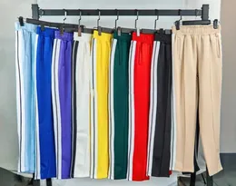 Calça masculina designer calça calmas palmeiras homens solteiros esportes de calça longa zíper de calça de jogger calças de jogador casual salto listras listras esportivas