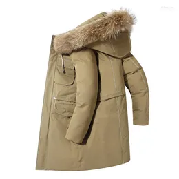 Parkas de plumón para hombre, chaquetas largas de invierno 2022, abrigo cálido con capucha, cuello de piel de mapache grande, prendas de vestir exteriores, abrigo, ropa de nieve, moda Plus Siz1 Phin22