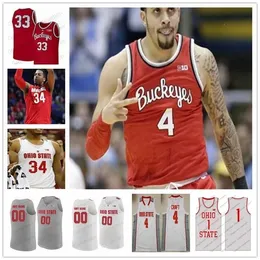 SJ98 Custom Ohio State Buckeyes Basket 0 d'Angelo Russell Mike Conley Fred Taylor Gary Bradds Stitched Mens Youth Jerseys