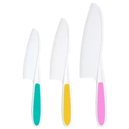 3Pcs Kids Safety Cutter a dente di sega Coltello da frutta in plastica Chef per bambini per pane Lattuga Coltelli da cucina per bambini Strumento fai da te LX4789