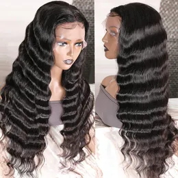 Brazilian Deep Wave Closure Wig Human Hair Frontal 13x4 hd Lace Front Wigs PrePlucked Bleached Knots 150%density