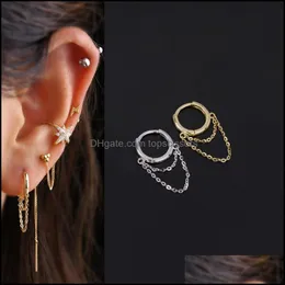 Искусство тела S925 Sier Tassel Dangle Dangle Cartilage Серьевые обручи женское цепное кольцо для уша