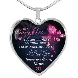 Pendant Necklaces High Quality To My Daughter Love Mom Heart Necklace Gold Silver Color Inspirational Letter Choker Jewelry GiftPendant