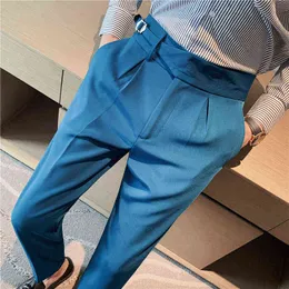 Brand Men Grey Suit Calça Casual Formal Man Dress Pants Spring Pantalon traje Slim Fit terno calças J220629