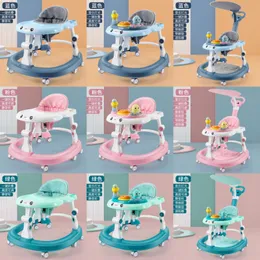 Baby Walker with 6 Mute Rotating Wheels Anti Rollover Multi-functional Child Walker Seat Walking Aid Assistant Toy 976 D3