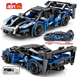 491pcs City Racing Pull Back Car Building Blocks Speed Supercar Vehicle Moc Bricks Toys for Children Gifts 220715