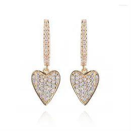 Hoop Huggie Fashion Cubic Zircon Love Heart Earrings Romantic Elegant Geometric Dangle Drop For Women Girls Jewelhoop Kirs22