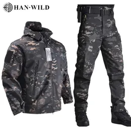 Jagd-Sets Han Wild Armee Jacken Hosen Soft Shell Kleidung Taktische Anzüge Wasserdichte Jacke Männer Flug Pilot Set Militärische Feld Kleidung 220826