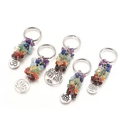 Natural Crystal Keychain Pendant Broken Gems Tassel Keychain Car Bag Decoration Key Chain Gift Keyring