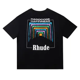 Herren-T-Shirts, Sommer-T-Shirts, Designer, Herren, Rhude-T-Shirts, Polos, Outdoor-Sport, Fitness, Rundhalsausschnitt, Rundhalsausschnitt, schnelltrocknend, Tunnel, abstraktes, übergroßes Kurzarm-T-Shirt