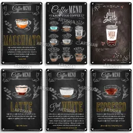Metalowe malarstwo kawy menu Rusty metalowa płytka klasyczna Tin Man Cave Kitchen Cafe Work Znaki TALE TALE
