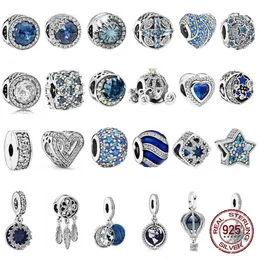 Silver Shiny Sky Ocean Blue Fox Owl Bead fit Pandora Charms Bracciale in argento 925 perline per fai da te