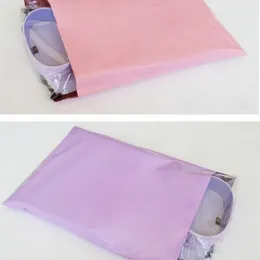 100st Pink Poly Bubble Mailers PE Plastic Lope Påsar 38x52cm Stor lila plastpost Y200709