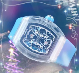 Luxus Mode Kristall Männer Quarzuhren 43mm Gummi Silikon Sport Hohl Transparent Skelett Zifferblatt Mode Armbanduhren orologio di lusso Geschenke