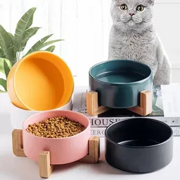 Ceramic Pet Bowl Cat Puppy Feeding Supplies Double Pet Bowls Dog Food Water Feeder Dog Accessories Durable Multiple Color Option CF0414