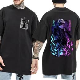 قميصات الرجال الضخمة للرجال للرجال Harajuku anime Gojo Satoru Sensei Print Tee Summer Jujutsu Kaisen ملابس أزياء Topsmen's