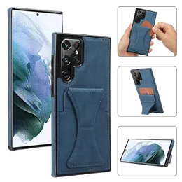 Samsung Galaxy S22 S21 S20 Note20 Ultra Plus Feeling Feeling Feeling PU Leather Car Mounted Kickstand Protective Case with Card Slotsの衝撃プルーフ電話ケース