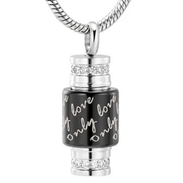 Hänghalsband Human/Pet Keepsake Memorial Urn Necklace "Only Love" Engravcylinderkremering för Ashes of Loved One IJD11947PE