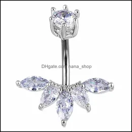 Navel Bell Button Rings Body Jewelry Umbilical Ring Double-Headed Crown Zircon Stainless Steel Belly Piercings Nails Drop Delivery 2021 Fd