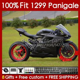 Injektionsmögelkropp för Ducati Panigale 959R 1299R 959S 1299S 2015-2018 BOODYWORK 140NO.110 959 1299 S R 2015 2016 2017 2018 959-1299 15 16 17 18 OEM FAIRING FLAT BLK