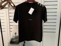 T-shirt da donna Uomo per uomo Designer Donna T-shirt Camicie firmate Tee Top Button Abbigliamento da donna Manica corta lulule Nero Estate Rosso Polo hip-hop con 2023 perline