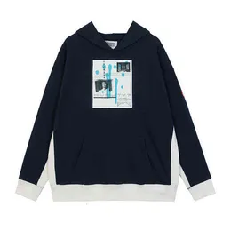 Cav Life Empt Blue and White Long Sleeve Paint Abstract Face C.e Sweater Men's Women's Loose Student Top