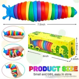 2022 Popit Fidget Slug Toys articulou lesmas flexíveis 3D