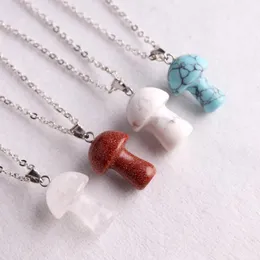 Pendant Necklaces 24Pcs/Lots Mushroom Crystal Necklace Natural Stone Decorative Gemstone For Women Girls Jewelry GiftsPendant