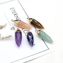 Pendant Necklaces Natural Stone Quartz Crystal Charms Faceted Cone Tiger Eye For Women Jewelry Making DIY Necklace Earrings 8x25mmPendant