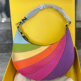 Borse da donna Crescent Hobo Borsa a tracolla di design Borse Graphy Borse a tracolla color arcobaleno Borse di marca di lusso Tote con fondo in oro