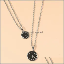 Naszyjniki wisiorek wisiorki biżuteria moda 520 zegar para naszyjnik kreatywne kobiety i mężczyźni pamiątka p dhzer